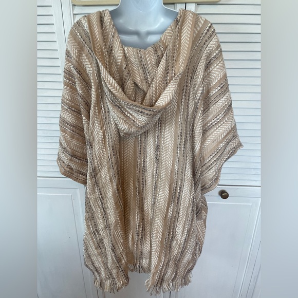 Sweater Poncho | Khaki Textured Print |One Size Fits All - Picture 5 of 5